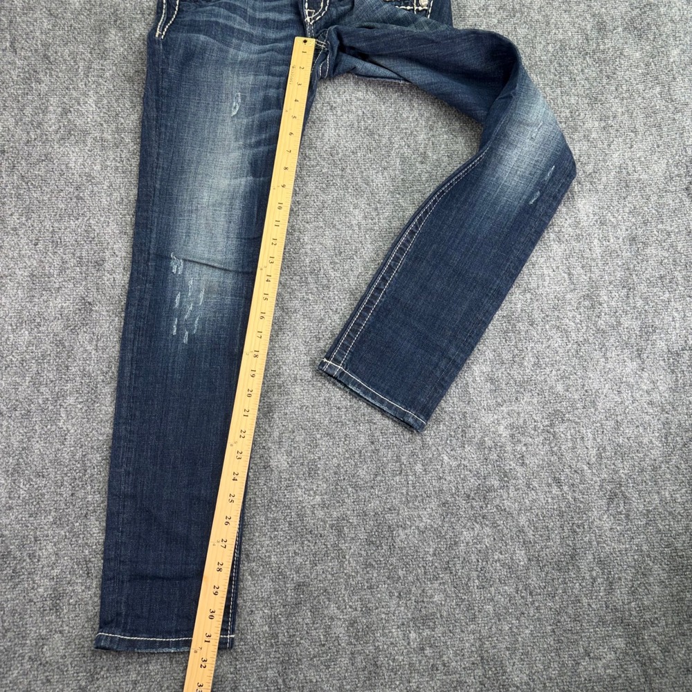 Miss Me Jeans Womens 27 (Fits 30x31) Dark Wash Skinny Buckle Flap Pocket Denim - Picture 10 of 16